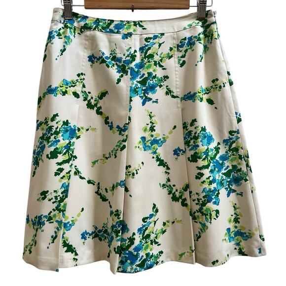 Ann Taylor Silk Shell Full Lined Floral Print Pleated A Line Skirt Petite Size 4 - Picture 1 of 12